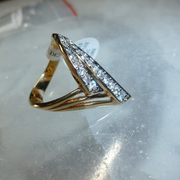 18K Yellow Gold EP Cubic Zirconia Dolphin Ore Ring - Picture 6 of 10